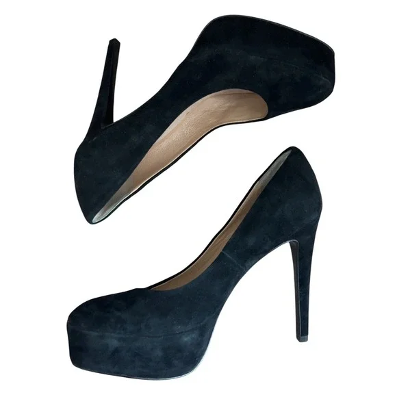 Diane von Furstenberg black "suede/nubuck" platform pumps SZ: 8.5 - Picture 10 of 10